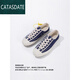 Pei ke japonés Okayama lienzo zapatos luna japonesa kurume zapatos vulcanizados insa harajuku pareja pequeña punto azul transpirable beige 41