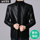 Maichaoshang Haining counter leather jacket men's autumn and winter middle-aged and elderly velvet thickened leather jacket casual dad wear men's lapel leather jacket black thin section S 165/recommended weight 90-110Jin Jin is equal to 0.5 kg