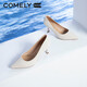 
COMELY single shoes for women's spring thin heel pointed toe high heel sheepskin soft comfortable sole simple professional work shoes off white 38