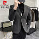 Pierre Cardin woolen casual small suit jacket spring and autumn Korean style single suit top business men's high-end handsome men's suit khaki color L recommended 110-130Jin Jin equals 0.5 kg
