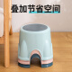 Haoer Stool Fashionable Creative Small Bench Cute Bathroom Low Stool Changing Shoes Small Round Stool Height 20.5cm Nordic Blue