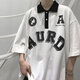 凰梡华夫格短袖男polo衫感夏季潮流日系复古体恤宽松美式有领半袖 826白色 XL (建议125-145斤)