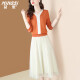 Mingsi Fashion Temperature Set Skirt Spring and Autumn 2024 New Knitted Sweater Mesh Skirt Slimming Two-piece Set 16752 Black S
