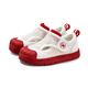 Babudou children's shoes, sandals, baby toddler shoes, non-slip breathable mesh, kindergarten indoor shoes, white shoes, tomato red size 27