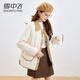 Snow Flying Light Short Short Down Jacket Women's 2024 NUEVO PEQUEÑO PEQUEÑO Moda Casual Otoño e Invierno Diamante Jacket Beige 160/M