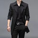 
ZMEX mid-length windbreaker men's clothing spring new single-breasted large-size jacket business casual coat thin men's jacket suit collar thin jacket black 175/92A_Suggestion 115-125Jin[Jin equals 0.5 kg]