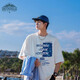 Dingfengbaoluo T-shirt trendy brand Hong Kong style summer half-sleeved men's breathable cool simple loose large size DFBL019 white XL