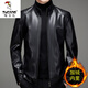 Woodpecker (TUCANO) Haining genuine leather jacket men's velvet thickened sheepskin plus fat plus size leather jacket dad jacket men's black velvet 175/L recommended 120-140Jin Jin equals 0.5 kg