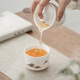Gold inlaid jade travel tea set, portable single person kung fu set, outdoor simple tea making cup, companion