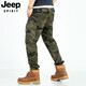 Jeep (Jeep) Pantalones casuales para hombres de camuflaje de múltiples bolsillos múltiples para hombres para pantalones largos casuales de moda masculinos J9926 Green militar L