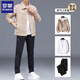 ROMON jacket men's suit spring and autumn new Korean style set of trendy youth casual clothes men's three-piece set J06 dark gray jacket + cotton white T + K1063 black XL 120-140Jin Jin equals 0.5 kg