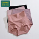 Cofni underwear for women with high waist new style belly-closing combed cotton solid color comfortable breathable and traceless large size antibacterial women's briefs leather fan + smoke purple + lotus root pink + light pink: 4 pieces XL: Recommended weight 115-140 Jin [Jin equals 0.5 kg]