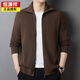 Hengyuanxiang 100 pure wool casual lapel zipper cardigan winter thickened middle-aged men's wool knitted jacket Black DY87558 XL (175)