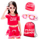 Youyou children's swimsuit girls split skirt with sleeves conservative girls Korean style swimsuit red 37241 red XL