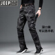 吉普（JEEP）【高档轻奢】工装裤男宽松直筒裤子多口袋迷彩长裤纯 棉秋冬季厚 厚款 军绿色9926 L