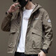 JEEP SPIRIT hooded jacket men's summer work top outdoor sports retro casual jacket 1502 black plus cotton L