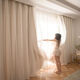 Muran Noel double-layer blackout curtains girly princess style cloth gauze integrated bedroom cream style Wanwanmi classic style - not hollowed out perforated style width 1.0*height 1.3