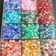 Shusu Glass Balls Ice Crushed Explosive Sparkling Glass Beads DIY Beads Loose Beads Bracelet Necklace Accessories Material Ice Cracked Loose Beads/10mm Mixed Color 45pcs
