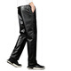 Pantalones de cuero de zorro de burro hombres con pantalones de cuero para hombres engrosados ​​de terciopelo en espesas de cuero para hombres que trabajan y trabajan pantalones de trabajo Resado de cintura alta resistente al invierno de cuero suave 2xl tamaño [120-140Jin [Jin equivale a 0.5 kg]] más estilo de terciopelo en espesor