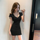 
Sexy women's clothing for nightclubs, sexy dress, bath massage skirt, dress technician work clothes, black L (recommended 105-115Jin[Jin equals 0.5 kg])