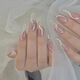 OULISI Hand-woven Armor Wholesale Medium-length Love Arrow Diamond Nail Plate Nail Patch Fake Nail Jelly Gum BY1048# Blush Arrow Diamond Phototherapy Wearing Tool Kit
