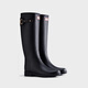 Hunter Regenstiefel raffinierte Hochstiefel Metall-Loch Ring Anti-Rutsch wasserdichte Außenbein lange Stiefel Frauenschuhe Schwarz/BLK 37