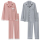 Antártica pareja pijamas mangas largas de algodón puro para mujeres en primavera y otoño nueva solapa para hombres de algodón con ropa de algodón completa 9856 l mujeres_