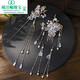 High-end quality Hanfu headwear, tassels, hairpins and combs, a complete set of super fairy simple daily hairpins with side clips, ancient style hair accessories set Gardenia-(hairpin + comb)