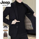 JEEP SPIRIT轻奢高档羊绒大衣男士羊毛西装男装秋冬短款羽绒内胆双面呢外套男 818黑色（双面呢） （63羊毛脱卸 M （95-105斤）