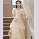 Libaixin Champagne Couleur de soirée robe pour les femmes 2025 New Light Luxury Niche Niche haut de gamme Vocal Music Art Exam Host Performance Champagne Color 3XL Recommandé 130-135Jin [Jin est égal à 0,5 kg]