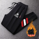 Le coq sportif French big cock casual sports pants for men in spring, autumn and winter new fashion versatile running leggings long pants black velvet flat-footed sweatpants red and white three stripes XL recommended 140-160Jin Jin equals 0.5 kg