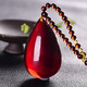 MUSI natural water purified blood amber drop pendant sweater chain Myanmar raw mineral beeswax amber Wushi brand men and women necklace pendant blood amber drop + blood amber chain