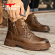Bull Familie Martin Boots Herren echte Leder Herbst und Winter High-Top British Style Old Retro Work Boots Herren Red Brown 40