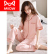 Catman (Miiow) Conjunto de ropa para el hogar Summer Pure Sleewer pantalones de manga corta 2025 Nuevo algodón delgado Pajamas de verano Mujeres 12044 Negro M
