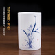 东方泥土陶瓷手绘彩梅兰竹菊笔筒教师节礼物感恩送老师同学可定制纪念礼品 兰花笔筒 釉下彩【青色】