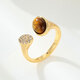
Van Manley autumn tiger eye stone open ring fashionable light luxury asymmetric adjustable index finger ring exquisite trendy ring gift R15865G003