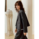 ELLE French high-end shoulder suit for women, high-end 2025 autumn new commuter-feel temperament professional suit, dark gray (top) L