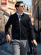 Mr. Lave Lapel Lool Wool Chaqueta para hombres Sweater de cárdigan de bolsillo de bolsillo de bolsillo de doble cara BT12131 Azul de gris oscuro (165) Tamaño individual