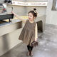 G.duck2025 New Children's Clothing Autumn and Winter Girls' Velvet Plaid Suspender Skirt Female Baby Western-style Tank Top Skirt Children's Skirt Skirt + Sweater Suit 120 cm Recommended height is about 110 cm