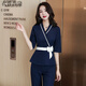 Yipsilon beauty salon beautician work clothes women's autumn and winter new suit pants health center foot bath technician uniform mid-sleeve navy L