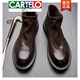Botas de cuero retro retro de alta gama de cartelo botas de cuero martin para hombres manga en la cabeza de manga en la contexto chelsea chelsea corta de cuero de cuero casual café mate 39 39