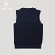 HAZZYS Men's Autumn Men's Sweater Versatile Vest Bottoming Wool Vest Men ABYZD0ACX48 Navy Blue NV M (170/92A 46)