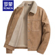 ROMON Suede Jacket Men's Short Warm Autumn and Winter New Cotton Thickened Casual Woolen Wool Jacket Men Khaki 2339 Cotton Style M
