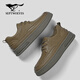 Septwolves men's shoes winter 2025 new casual leather shoes men's cowhide breathable soft sole business casual shoes commuting to work leather shoes khaki 40