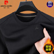 Pierre Cardin Marke reines Baumwoll-Langarm-T-Shirt für Männer runden Hals lässig vielseitigem Sweatshirt für Winter plus samtiges hautfreundliches Basishemd für Männer T D687 Gray plus Samt 170/L120-135jin [Jin gleich 0,5 kg]