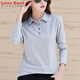 LOVER RUCCI pure cotton lapel long sleeve T-shirt for women loose 2025 autumn new style top POLO collar t-shirt shirt 9853 white S recommended 80 to 95 Jin [Jin equals 0.5 kg]