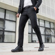 Long Ya Dark Wind Shadow Wool Slim Fit Suit Pants Spring and Autumn Drape Static Electric Machine Washable Stretch Business Suit Pants Extreme Night Black 175/90B (Height 173-178 Weight 155-165
