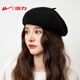 Pull back women's wool beret autumn and winter versatile solid color warm painter's octagonal hat student hat