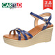 CARTELO genuine leather wedge sandals for women 2026 summer new versatile flat soft sole thick sole high heels women's casual shoes 126 black 37