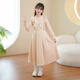 Xuanxuan Xiubei girls princess dress autumn and winter 2024 new children's long-sleeved dress little girl style velvet long skirt burgundy velvet hairpin 160